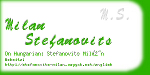 milan stefanovits business card